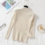 Load image into Gallery viewer, Woman Sweaters 2023 Autumn Winter Ribbed Knitted Sweater Women Pullover Mock Neck Long Sleeve Solid Casual Knitwear Tops Clothes

