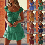 Load image into Gallery viewer, Polka dot print short sleeve pleated dress
