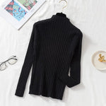 Load image into Gallery viewer, Woman Sweaters 2023 Autumn Winter Ribbed Knitted Sweater Women Pullover Mock Neck Long Sleeve Solid Casual Knitwear Tops Clothes

