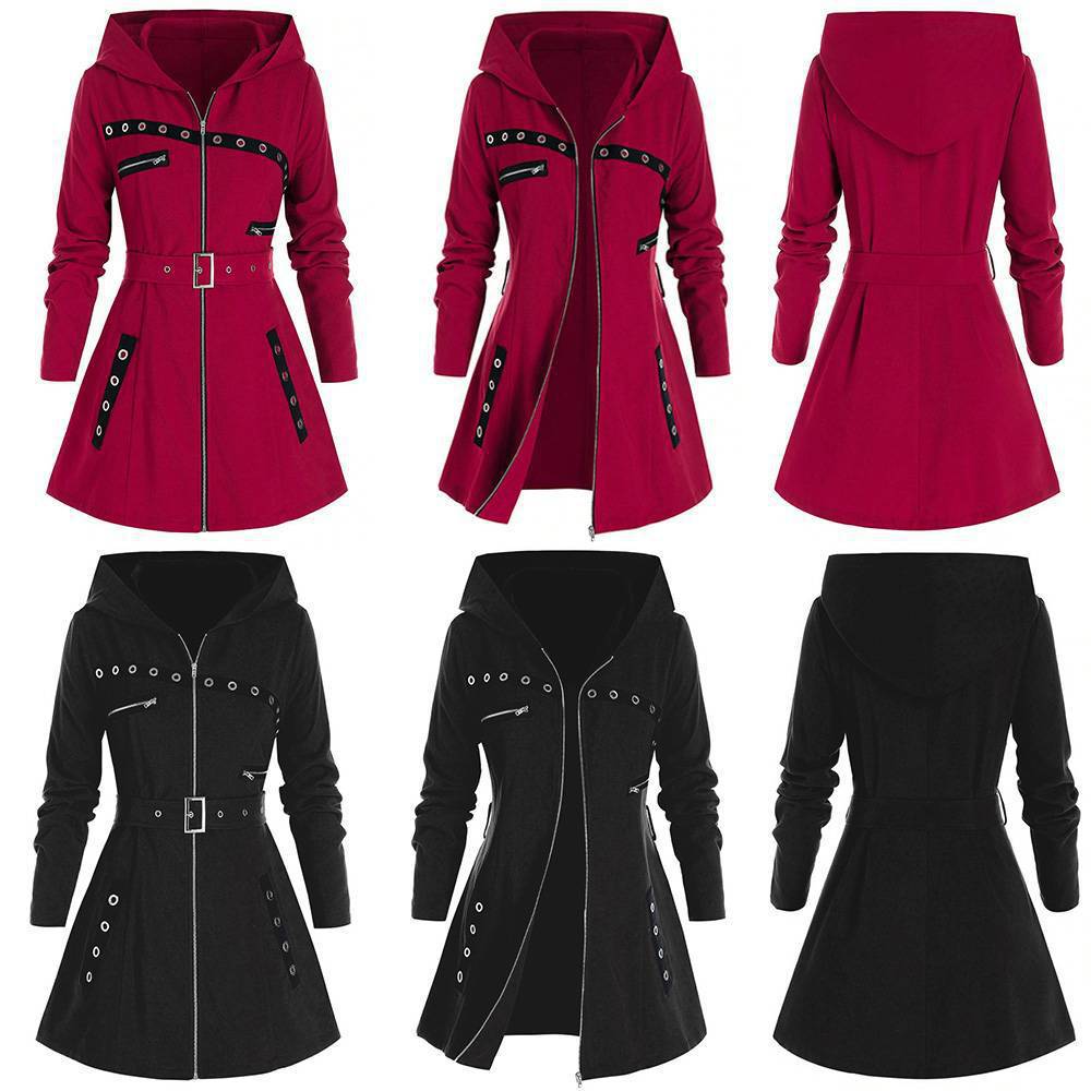 Women's Hooded Sweatshirt Autumn Winter Long Sleeve Zipper Coat