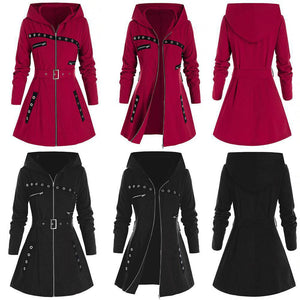Women's Hooded Sweatshirt Autumn Winter Long Sleeve Zipper Coat