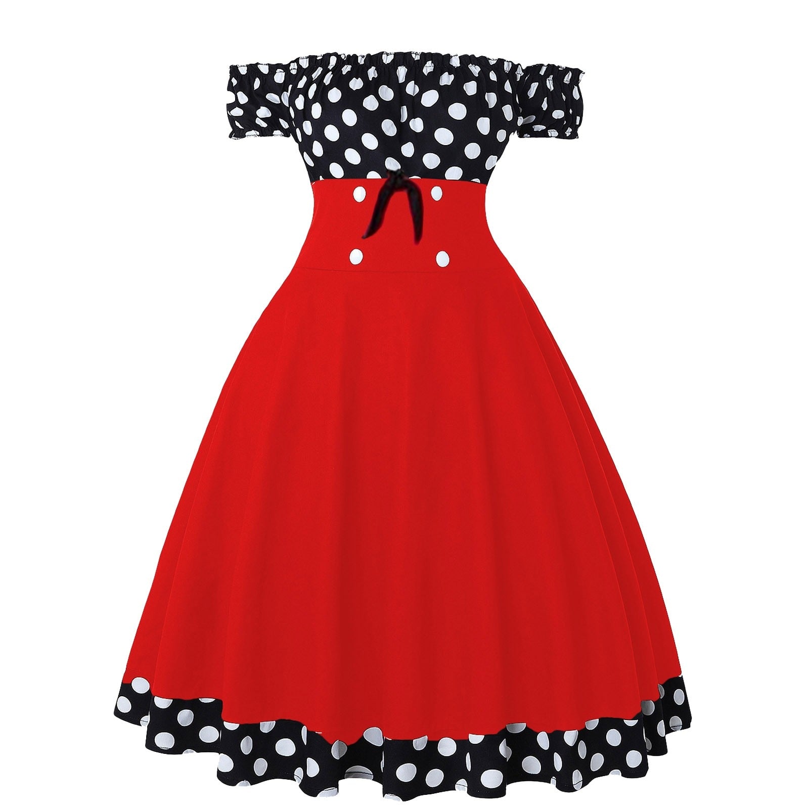Elegant off-the-shoulder vintage A-line dress