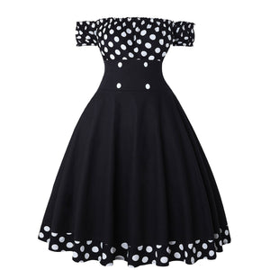 Elegant off-the-shoulder vintage A-line dress