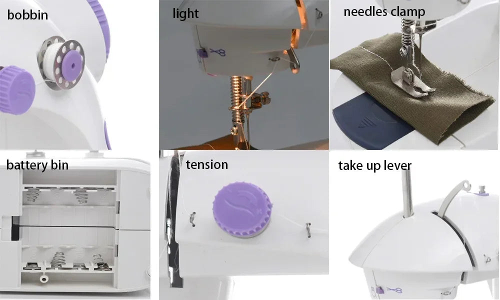 Compact Sewing Machine 202 – With Built-in Light, Cutter & Pedal | Ideal for Beginners