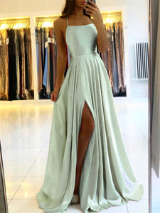 Long Dress with spaghetti straps in silky satin