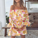 Load image into Gallery viewer, Floral print off shoulder boho dresses
