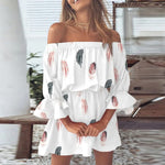 Load image into Gallery viewer, Floral print off shoulder boho dresses
