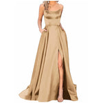 Load image into Gallery viewer, Long Dress with spaghetti straps in silky satin
