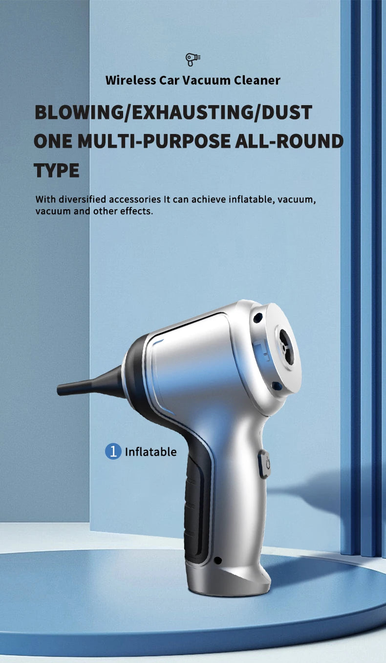 Portable Wireless Car Vacuum – 4-in-1 Handheld Cleaner with Powerful Suction for Home & Auto