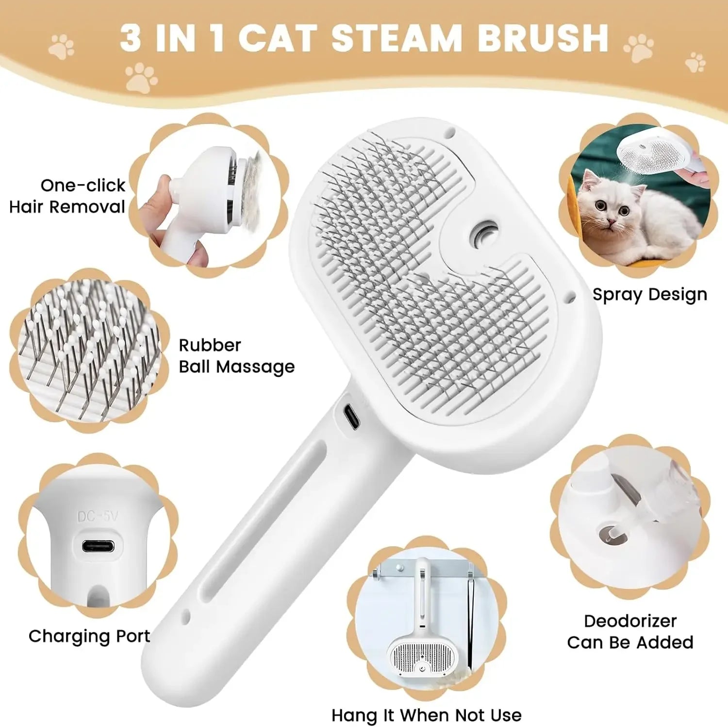 Pet Spray Grooming Comb – De-shedding & Styling Tool for Dogs and Cats