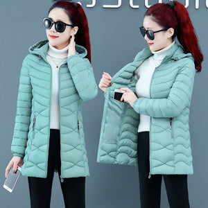 Women's Parka Ultralight Slim Down Jacket Autumn Winter Hooded Cotton Coat