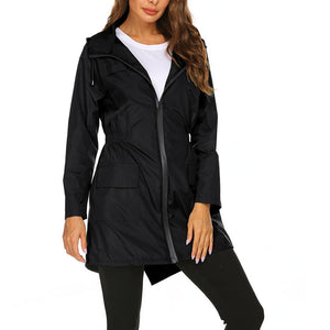 Women's Lightweight Raincoat Outdoor Waterproof Hooded Jacket