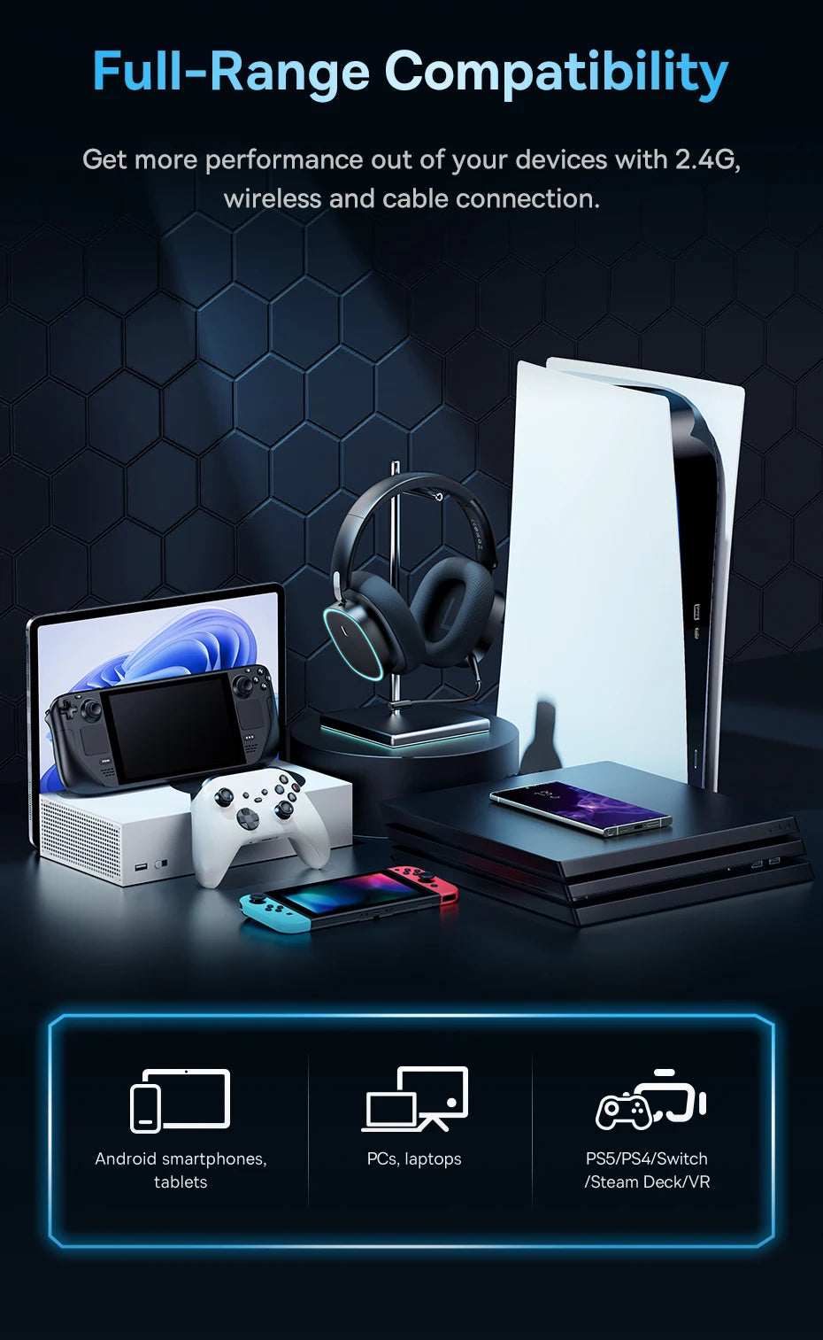 Baseus GH02 Wireless Gaming Headphones - RGB & Bluetooth 5.3