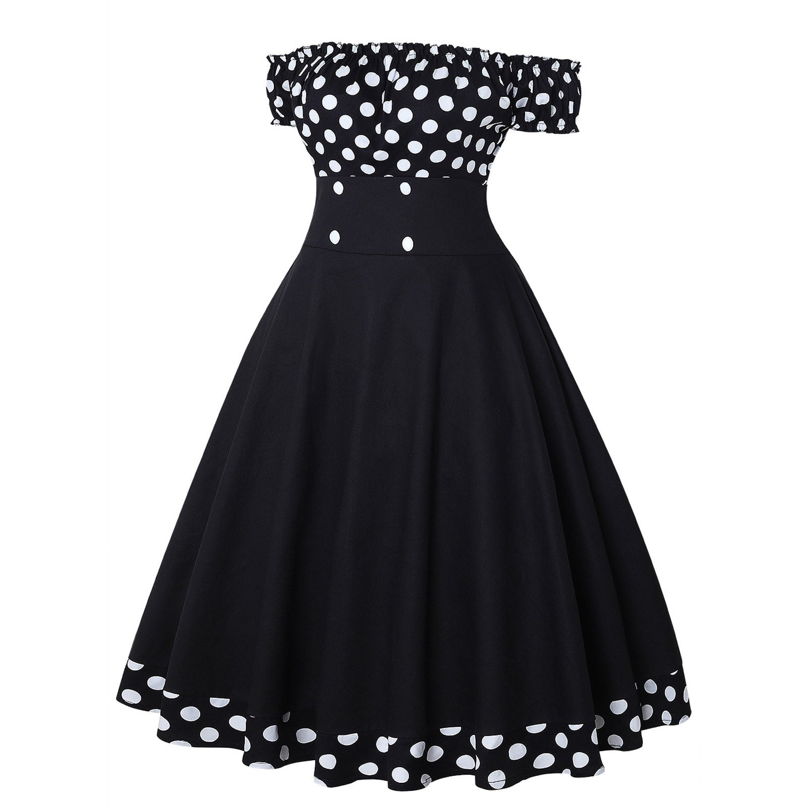 Elegant off-the-shoulder vintage A-line dress