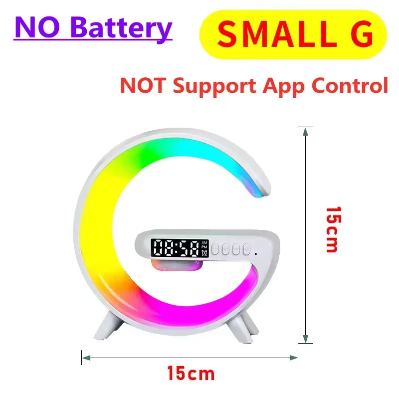 RGB Wireless Charger Stand with Alarm Clock & Speaker