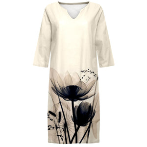 Women's V-neck printed dress