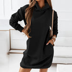 Load image into Gallery viewer, Autumn Winter Long Sleeve Solid Color Hooded Sweatshirt Dress
