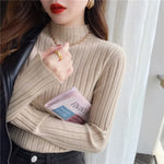 Load image into Gallery viewer, Autumn Winter Knitwear Tops Fashion Female Long Sleeve Skinny Elastic Casual Knitted Shirts Women Mock neck Pullover Sweaters
