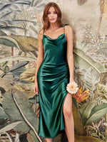 Load image into Gallery viewer, Long Dress with spaghetti straps in silky satin
