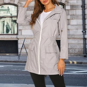 Women's Lightweight Raincoat Outdoor Waterproof Hooded Jacket