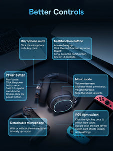 Baseus GH02 Wireless Gaming Headphones - RGB & Bluetooth 5.3