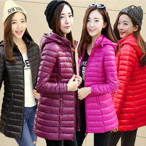 Women's Parka Ultralight Slim Down Jacket Autumn Winter Hooded Cotton Coat
