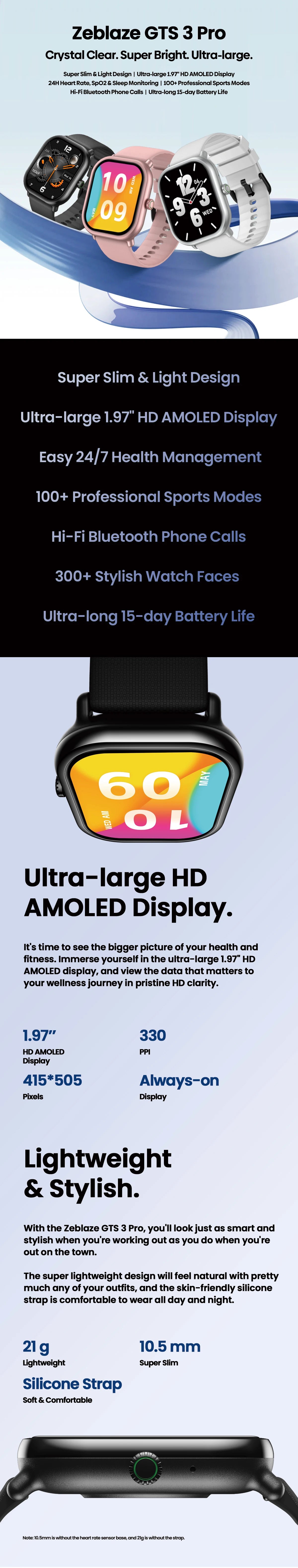 Zeblaze GTS 3 Pro Smartwatch with AMOLED Display