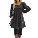 Load image into Gallery viewer, Women&#39;s Fashion Round Neck Solid Color Button Long Sleeve Casual Loose Dress
