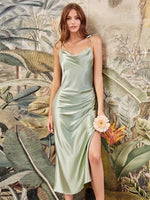 Load image into Gallery viewer, Long Dress with spaghetti straps in silky satin

