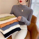 Load image into Gallery viewer, Autumn Winter Knitwear Tops Fashion Female Long Sleeve Skinny Elastic Casual Knitted Shirts Women Mock neck Pullover Sweaters
