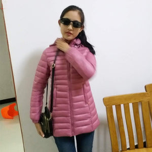 Women's Parka Ultralight Slim Down Jacket Autumn Winter Hooded Cotton Coat