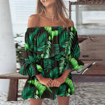 Load image into Gallery viewer, Floral print off shoulder boho dresses
