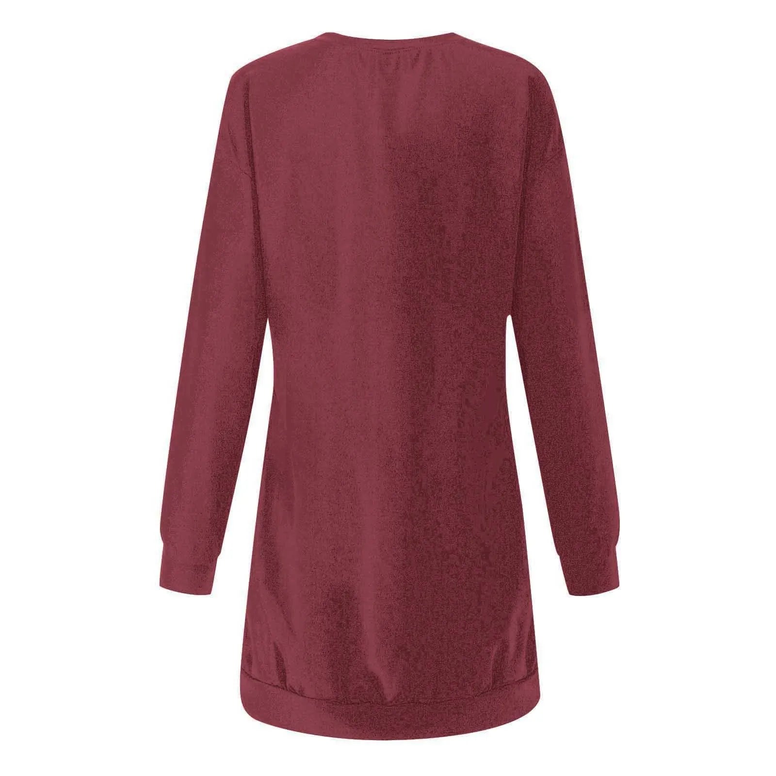 Women's Fashion Christmas Printed Pockets Long Sleeve Pullover Dress