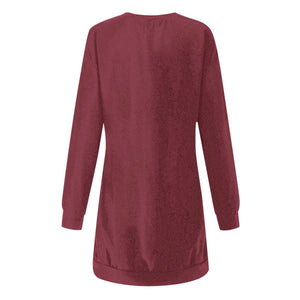 Women's Fashion Christmas Printed Pockets Long Sleeve Pullover Dress