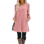 Load image into Gallery viewer, Women&#39;s Fashion Round Neck Solid Color Button Long Sleeve Casual Loose Dress
