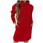 Load image into Gallery viewer, Autumn Winter Long Sleeve Solid Color Hooded Sweatshirt Dress
