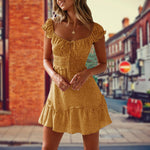 Load image into Gallery viewer, Polka dot print short sleeve pleated dress
