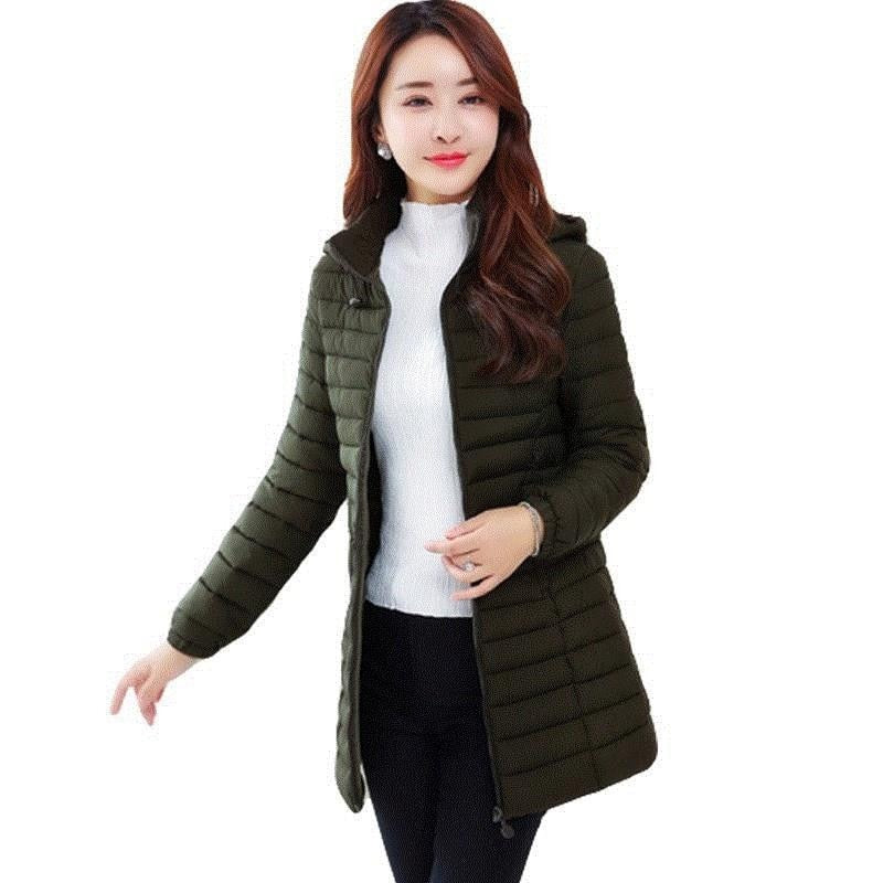 Women's Parka Ultralight Slim Down Jacket Autumn Winter Hooded Cotton Coat