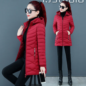 Women's Parka Ultralight Slim Down Jacket Autumn Winter Hooded Cotton Coat