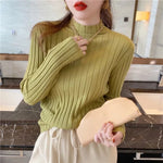 Load image into Gallery viewer, Autumn Winter Knitwear Tops Fashion Female Long Sleeve Skinny Elastic Casual Knitted Shirts Women Mock neck Pullover Sweaters
