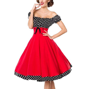 Elegant off-the-shoulder vintage A-line dress