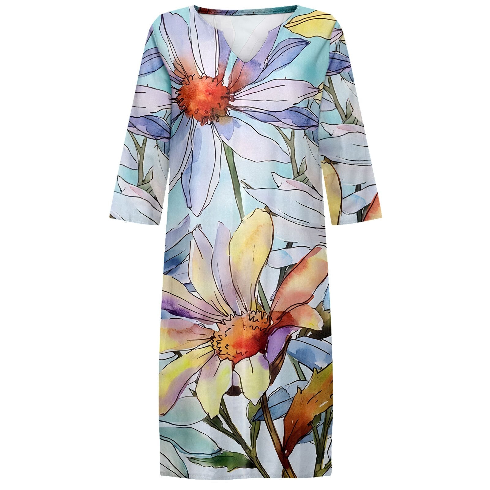 Women's V-neck printed dress