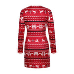 Load image into Gallery viewer, Women&#39;s Christmas Bodycon Dress Slim Fit Snowflake Printed Round Neck Long Sleeve Hip Wrap Dress New Year Winter Party Clothes
