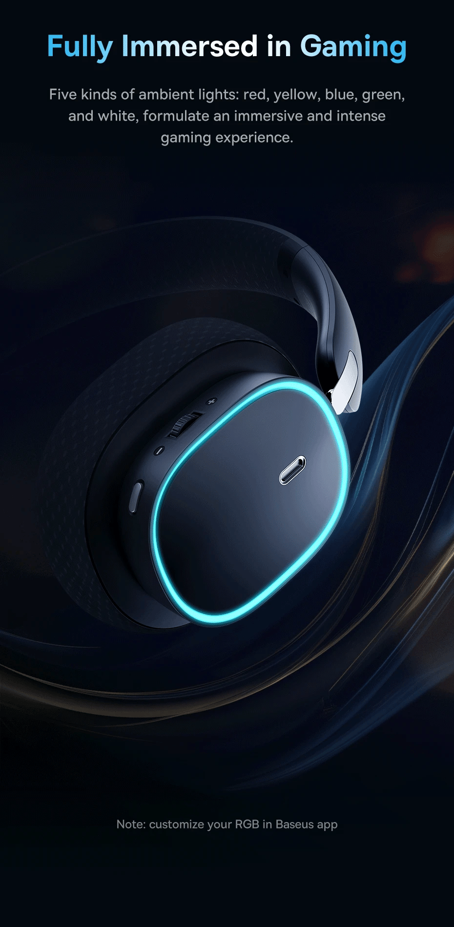 Baseus GH02 Wireless Gaming Headphones - RGB & Bluetooth 5.3