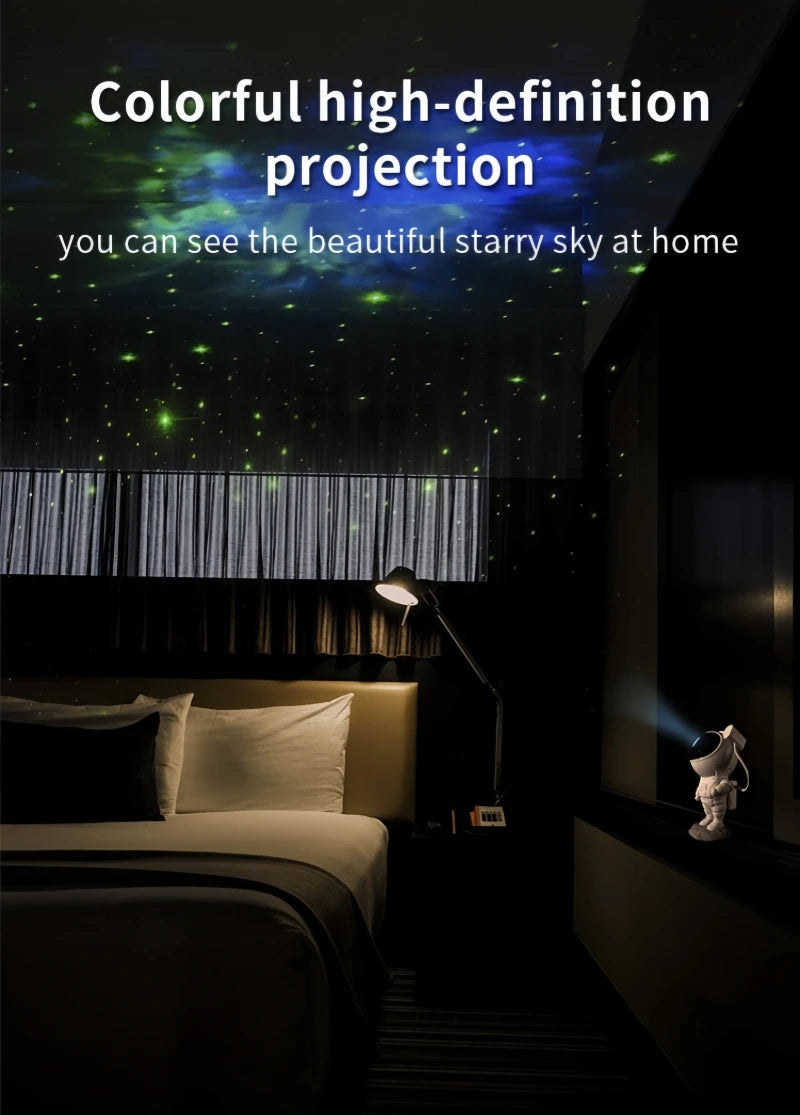 Astronaut Star Projector Night Light – USB Rechargeable & Remote Control