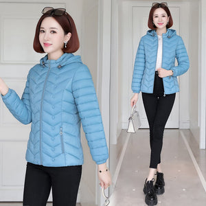 Women's Parka Ultralight Slim Down Jacket Autumn Winter Hooded Cotton Coat
