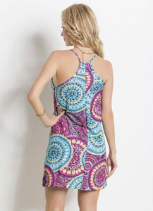 Blue Mandala Strappy Dress Swimmer Back