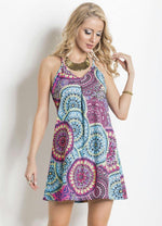 Load image into Gallery viewer, Blue Mandala Strappy Dress Swimmer Back
