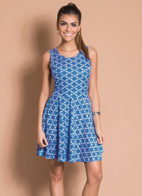 Godê Dress with Blue Print Cutouts