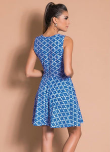 Godê Dress with Blue Print Cutouts